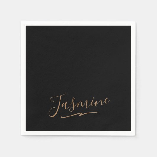 Modern Black Gold Feminine Script Name Servet (Voorkant)