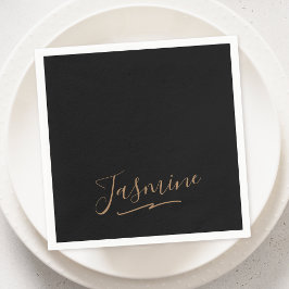 Modern Black Gold Feminine Script Name Servet