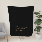 Modern Black Gold Feminine Script Name Sherpa Deken