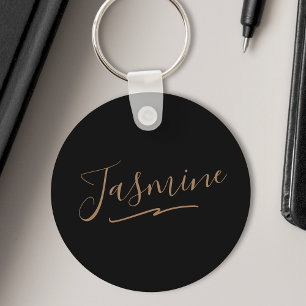 Modern Black Gold Feminine Script Name Sleutelhanger