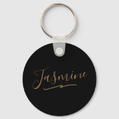 Modern Black Gold Feminine Script Name Sleutelhanger (Achterkant)