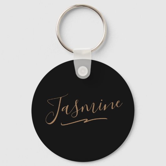 Modern Black Gold Feminine Script Name Sleutelhanger (Achterkant)