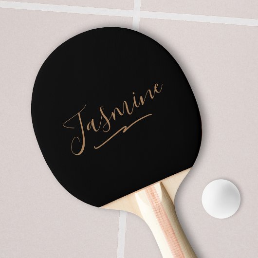 Modern Black Gold Feminine Script Name Tafeltennisbatje