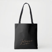 Modern Black Gold Feminine Script Name Tote Bag (Voorkant)