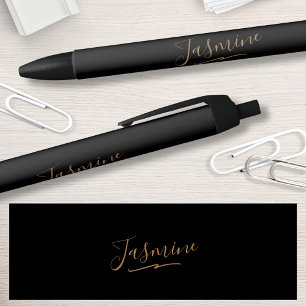 Modern Black Gold Feminine Script Name Zwarte Inkt Pen