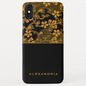 Modern Black & Gold Floral | Gepersonaliseerde naa Case-Mate iPhone Case (Achterkant)