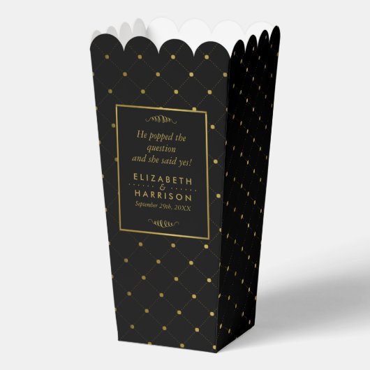 Modern Black & Gold Foil-effect Weddenschap Bedankdoosjes (Voorkant)