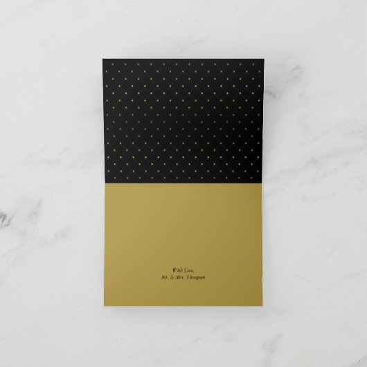 Modern Black & Gold Foil-effect Weddenschap Bedankkaart (Binnen)