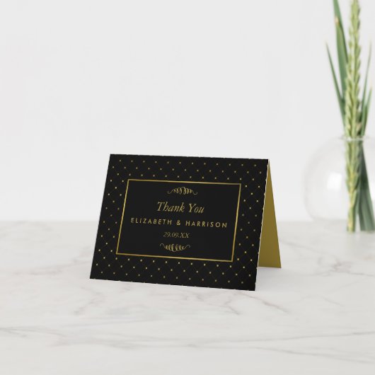 Modern Black & Gold Foil-effect Weddenschap Bedankkaart (Voorkant)