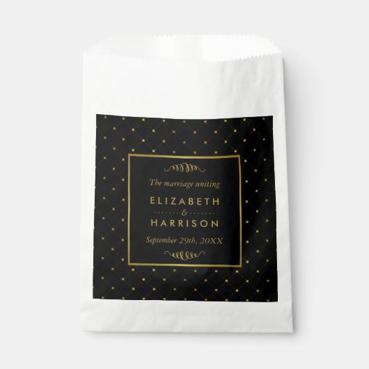 Modern Black & Gold Foil-effect Weddenschap Bedankzakje (Voorkant)