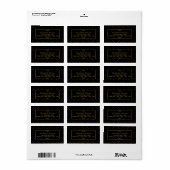 Modern Black & Gold Foil-effect Weddenschap Etiket (Full Sheet)