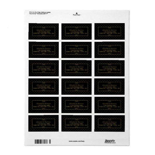 Modern Black & Gold Foil-effect Weddenschap Etiket (Full Sheet)