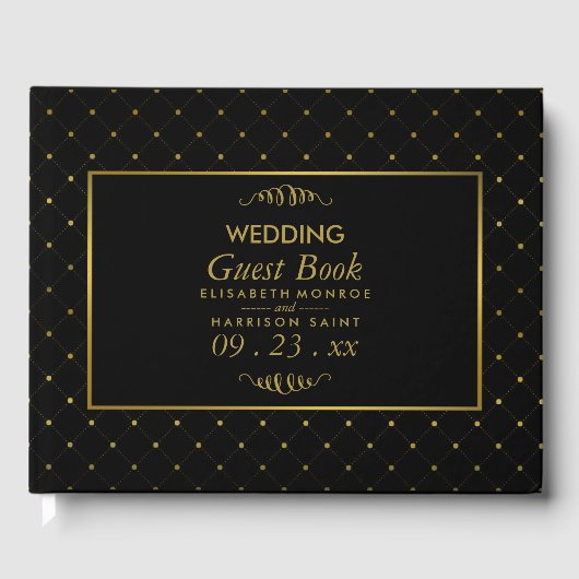 Modern Black & Gold Foil-effect Weddenschap Gastenboek (Voorkant)