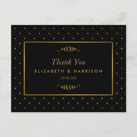 Modern Black & Gold Foil Effect Weddenschap Hartel Briefkaart (Voorkant)