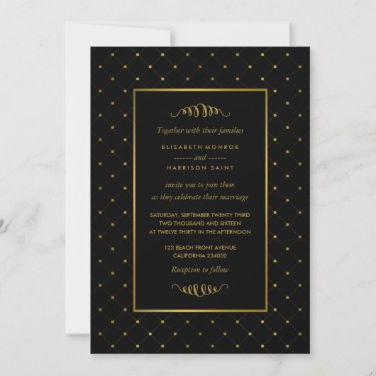Modern Black & Gold Foil-effect Weddenschap Kaart (Voorkant)