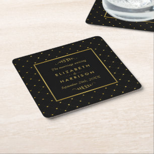 Modern Black & Gold Foil-effect Weddenschap Kartonnen Onderzetters