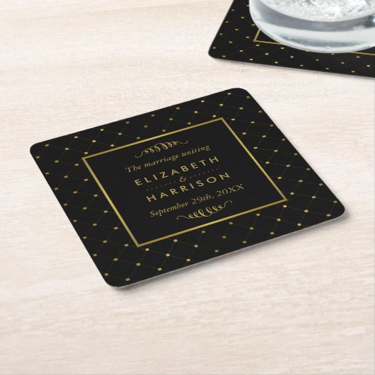 Modern Black & Gold Foil-effect Weddenschap Kartonnen Onderzetters (Schuin)