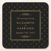 Modern Black & Gold Foil-effect Weddenschap Kartonnen Onderzetters (Voorkant)