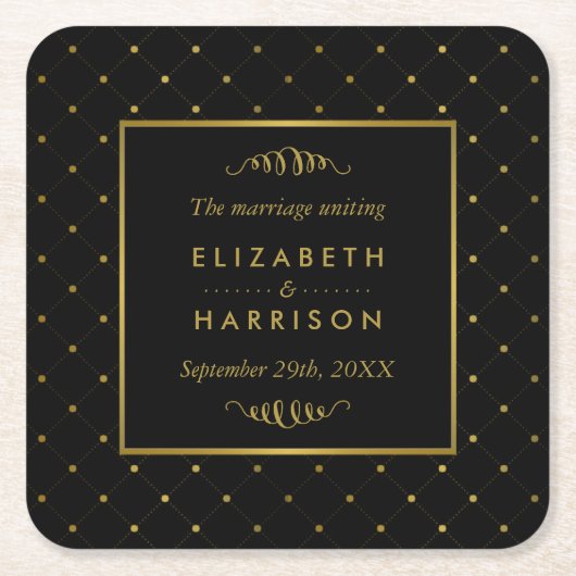 Modern Black & Gold Foil-effect Weddenschap Kartonnen Onderzetters (Voorkant)