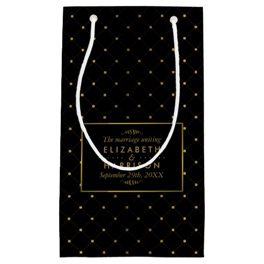 Modern Black & Gold Foil-effect Weddenschap Klein Cadeauzakje (Voorkant)