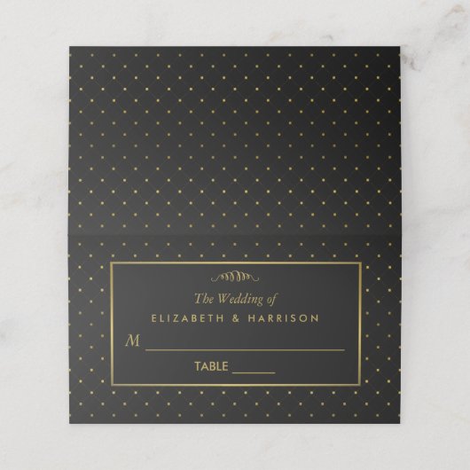 Modern Black & Gold Foil-effect Weddenschap Plaatskaartje (Buitenkant ongevouwen)