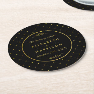 Modern Black & Gold Foil-effect Weddenschap Ronde Kartonnen Onderzetter