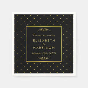 Modern Black & Gold Foil-effect Weddenschap Servet