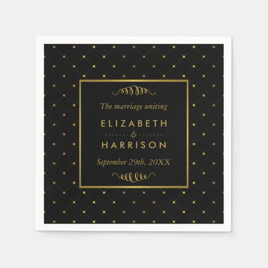 Modern Black & Gold Foil-effect Weddenschap Servet (Voorkant)