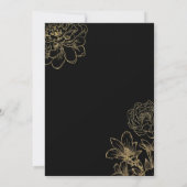 Modern Black & Gold foil floral Wedding Kaart (Achterkant)