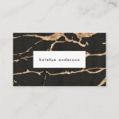 Modern Black Gold Foil Gemstone Interior Designer Visitekaartje (Voorkant)