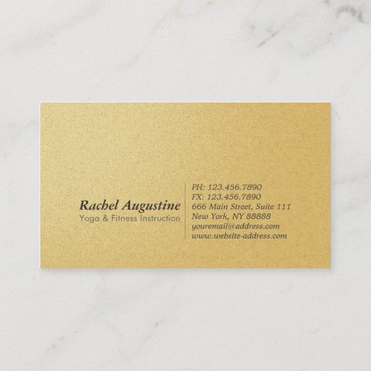 Modern Black Gold Foil Yoga Instructor Typografie Visitekaartje (Achterkant)