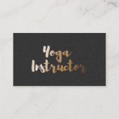 Modern Black Gold Foil Yoga Instructor Typografie Visitekaartje (Voorkant)