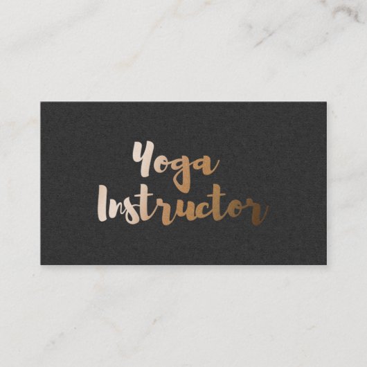 Modern Black Gold Foil Yoga Instructor Typografie Visitekaartje (Voorkant)