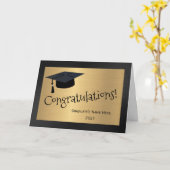 Modern Black Gold Gefeliciteerd Afstuderen Kaart (Gele Bloem)