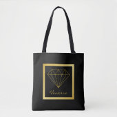 Modern Black Gold Geometric Diamond Tote Bag (Voorkant)
