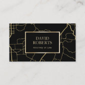 Modern Black & Gold Geometric Map Advocate Visitekaartje (Voorkant)
