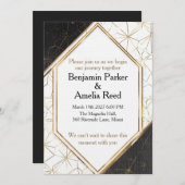 Modern Black Gold Geometric Wedding Invitation Kaart (Voorkant / Achterkant)