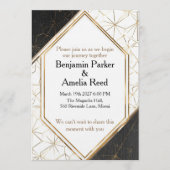 Modern Black Gold Geometric Wedding Invitation Kaart (Voorkant)