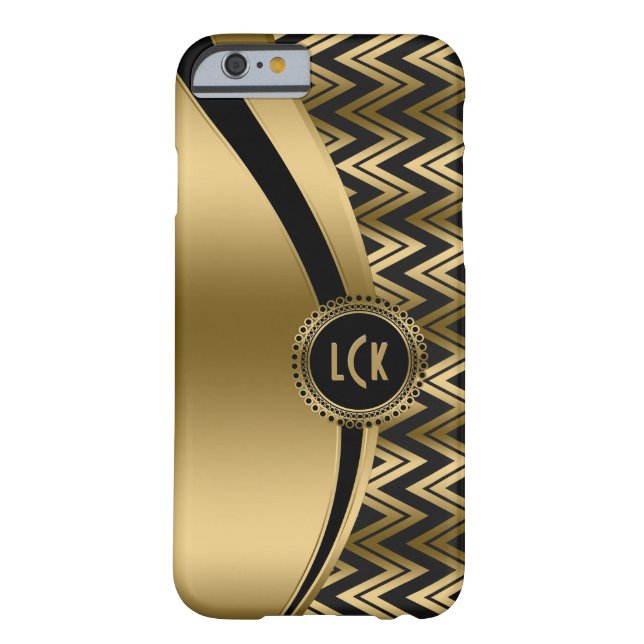 Modern Black & Gold Geometric Zigzag Chevron 2a Case-Mate iPhone Case (Achterkant)