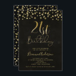 Modern Black Gold Glitter 21st Birthday Invitation Kaart<br><div class="desc">Modern Black Gold Glitter 21st Birthday Invitation

Eenvoudige maar elegante 21e verjaardagsuitnodiging met een beetje lenen.  Het ontwerp bevat een paar faux goudfolie,  bijna diamantachtige stippen op een bijna zwarte achtergrond.  Een zekere manier om de scène voor je 21ste verjaardag viering te plaatsen.</div>