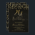 Modern Black Gold Glitter 21st Birthday Invitation Kaart<br><div class="desc">Modern Black Gold Glitter 21st Birthday Invitation

Eenvoudige maar elegante 21e verjaardagsuitnodiging met een beetje lenen.  Het ontwerp bevat een paar faux goudfolie,  bijna diamantachtige stippen op een bijna zwarte achtergrond.  Een zekere manier om de scène voor je 21ste verjaardag viering te plaatsen.</div>