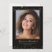 Modern Black Gold Glitter 2 Photo Afstuderen Bedankkaart (Achterkant)