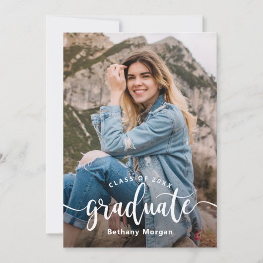 Modern Black Gold Glitter Ballon Afstuderen Foto Kaart (Voorkant)