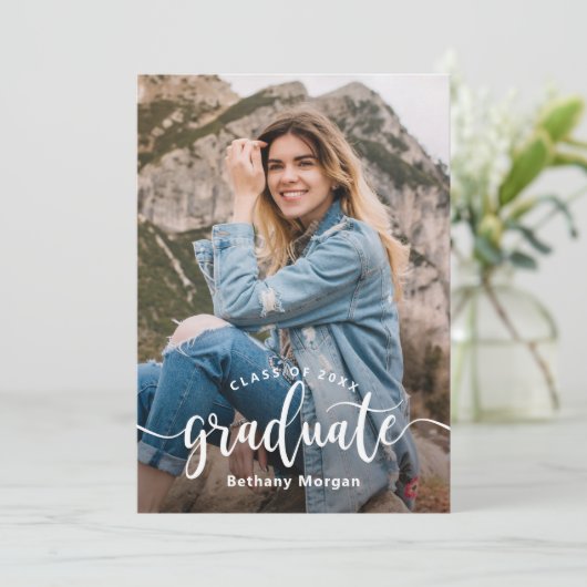 Modern Black Gold Glitter Ballon Afstuderen Foto Kaart (Staand voorkant)