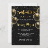 Modern Black Gold Glitter Ballon Afstuderen Foto Kaart (Achterkant)