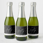 Modern Black Gold Glitter Custom 50th Birthday Sparkling Wijnetiket (Flessen)