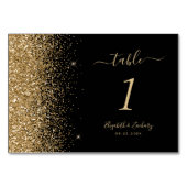 Modern Black Gold Glitter Edge Wedding Kaart (Achterkant)