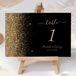 Modern Black Gold Glitter Edge Wedding Kaart
