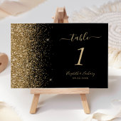 Modern Black Gold Glitter Edge Wedding Kaart