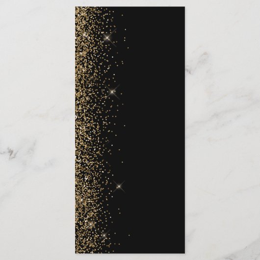 Modern Black Gold Glitter Edge Wedding Menu (Achterkant)